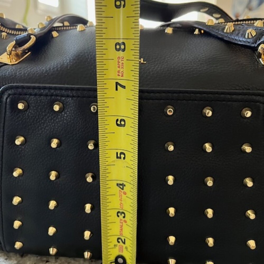 Vintage Ralph Lauren Black Pebbled Leather Gold Studded Stachel Bag - Picture 9 of 16